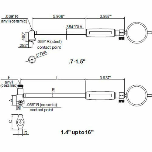 INSIZE Electronic Bore Gage, 2123-16A, 10-16 Range 4 INSIZE Electronic Bore Gage, 2123-16A, 10-16 Range - Image 2