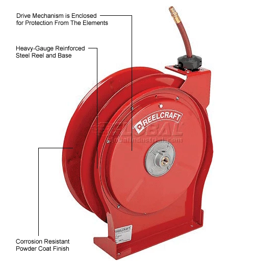 Reelcraft 5650 OLP 3/8"x50' 300 PSI Premium Duty All Steel Spring Retractable Compact Hose Reel 11 Reelcraft 5650 OLP 3/8"x50' 300 PSI Premium Duty All Steel Spring Retractable Compact Hose Reel - Image 9