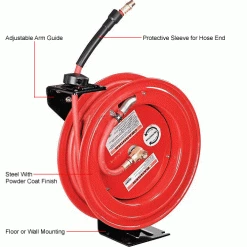 Global Industrial™ Spring Retractable Steel Hose Reel w/ 3/8" x 50'L Hose, 300 PSI -Cord Reels Shop 534173 1wco