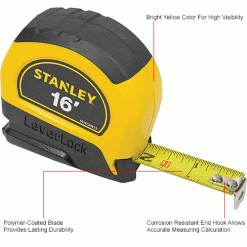 Stanley® Leverlock® STHT30812 Tape Rule 3/4" X 16' Tape Measure -Cord Reels Shop B2199554IN 1wco