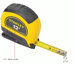 Stanley® Leverlock® STHT30810 Tape Rule 1/2" X 12' Tape Measure -Cord Reels Shop B2199555IN dim