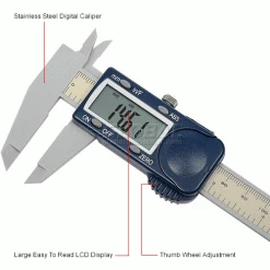 Fowler 54-101-175-0 Poly-Cal 0-6''/150MM Fractional Large Easy-Read Display Plastic Digital Caliper -Cord Reels Shop B228405IN 2wco
