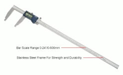 Fowler 54-100-024-1 Xtra-Range 0-24''/600MM Elongated Jaws Stainless Digital Caliper W/ Data Output -Cord Reels Shop B228411IN 1wco