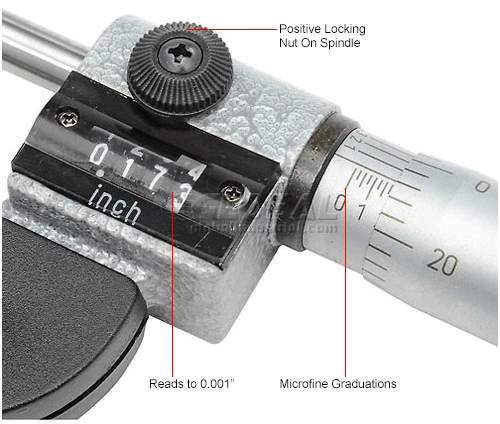 Fowler 52-224-001-1 0-1" Mechanical Outside Micrometer W/Digital Counter & Ratchet Stop Thimble 8 Fowler 52-224-001-1 0-1" Mechanical Outside Micrometer W/Digital Counter & Ratchet Stop Thimble - Image 6