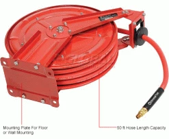 Florida Pneumatic 6801 3/8"x50' 300 PSI Spring Retractable Low Pressure Steel Hose Reel 18 Florida Pneumatic 6801 3/8"x50' 300 PSI Spring Retractable Low Pressure Steel Hose Reel -Cord Reels Shop B236307IN 2wco