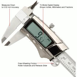 General Tools 147 0-6''/150MM Fractional Extra Large Easy-Read Display Stainless Digital Caliper -Cord Reels Shop B249823 2wco