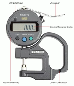 Mitutoyo 547-500S 0-.47" / 0-12MM Digimatic Digital Thickness Gage (.005" Resolution) -Cord Reels Shop B611447 1wco