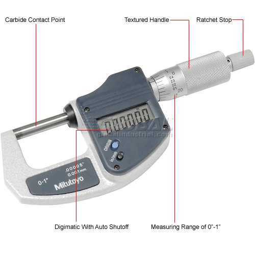 Mitutoyo 293-831-30 Digimatic 0-1"/25.4MM Digital Micrometer W/Ratchet Stop Thimble 6 Mitutoyo 293-831-30 Digimatic 0-1"/25.4MM Digital Micrometer W/Ratchet Stop Thimble - Image 4