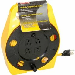 NightStick Bayco® Quad Plug Cord Reel SL-755, 16/3 GA, 25'L Cord, Yellow -Cord Reels Shop B790396 04