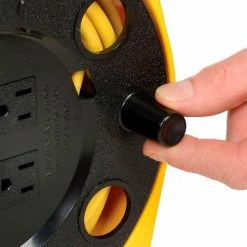 NightStick Bayco® Quad Plug Cord Reel SL-755, 16/3 GA, 25'L Cord, Yellow -Cord Reels Shop B790396 06