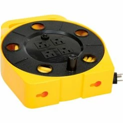 NightStick Bayco® Quad Plug Cord Reel SL-755, 16/3 GA, 25'L Cord, Yellow -Cord Reels Shop B790396 07