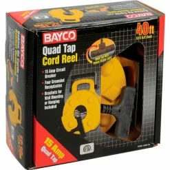 NightStick Bayco® Professional Quad-Tap Extension Cord SL-8904-40, 40'L Cord, 12/3 GA -Cord Reels Shop B790513 03