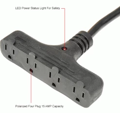 NightStick Bayco® Professional Quad-Tap Extension Cord SL-8904, 50'L Cord, 12/3 GA -Cord Reels Shop B790533IN 5wco