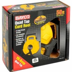 NightStick Bayco® Professional Quad-Tap Extension Cord SL-8904, 50'L Cord, 12/3 GA -Cord Reels Shop B790533 04