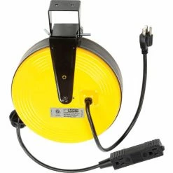 NightStick Bayco® Triple Tap Extension Cord SL-800, Retractable Reel, 30'L Cord, 16/3 GA, Yellow