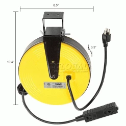 NightStick Bayco® Triple Tap Extension Cord SL-800, Retractable Reel, 30'L Cord, 16/3 GA, Yellow -Cord Reels Shop B790610IN dim
