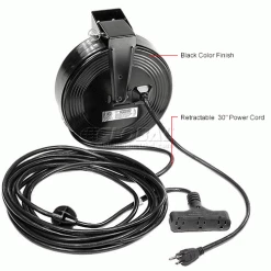 NightStick Bayco® SL-801 Triple Tap Extension Cord, Retractable Reel, 30'L Cord, 14/3 GA, BLK -Cord Reels Shop B790644IN 2wco
