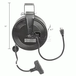 NightStick Bayco® SL-801 Triple Tap Extension Cord, Retractable Reel, 30'L Cord, 14/3 GA, BLK -Cord Reels Shop B790644IN dim