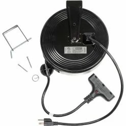 NightStick Bayco® SL-801 Triple Tap Extension Cord, Retractable Reel, 30'L Cord, 14/3 GA, BLK -Cord Reels Shop B790644 02