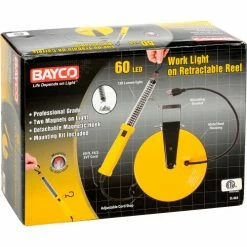Bayco® SL-864 60 LED Work Light, Retractable Cord Reel, 50'L Cord, 18/2 GA, Yellow -Cord Reels Shop B790645 04