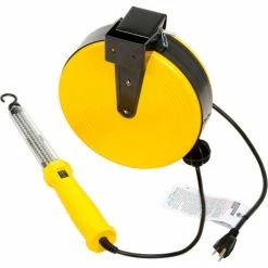 Bayco® SL-864 60 LED Work Light, Retractable Cord Reel, 50'L Cord, 18/2 GA, Yellow -Cord Reels Shop B790645 05