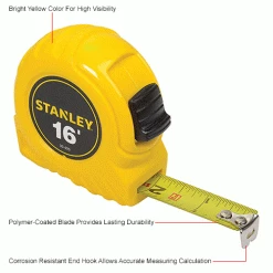 Stanley 30-495 3/4" x 16' High Visibilty Tape Rule 17 Stanley 30-495 3/4" x 16' High Visibilty Tape Rule -Cord Reels Shop B983694IN 1wco