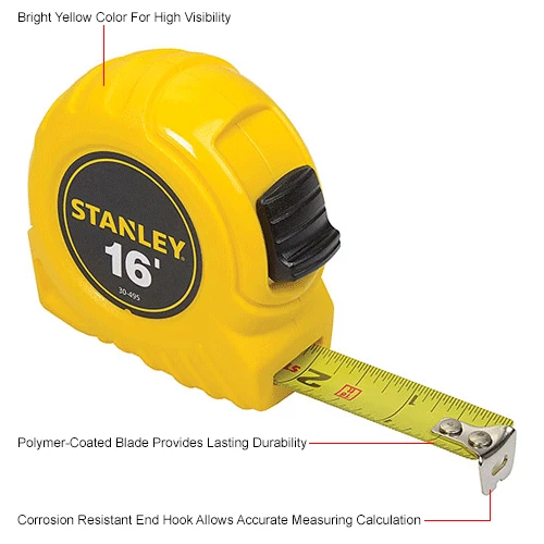 Stanley 30-495 3/4" x 16' High Visibilty Tape Rule 8 Stanley 30-495 3/4" x 16' High Visibilty Tape Rule - Image 6