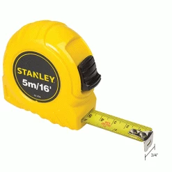 Stanley 30-496 3/4" x 5 Meters/16' High-Vis High Impact ABS Case Tape Rule -Cord Reels Shop B983746IN dim
