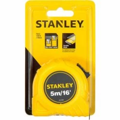 Stanley 30-496 3/4" x 5 Meters/16' High-Vis High Impact ABS Case Tape Rule -Cord Reels Shop B983746 04