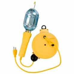 Bayco® Standard Trouble Light W/Tap, SL-450, Retractable Reel, 20'L Cord, 18/3 GA, Yellow, 6-PK - Pkg Qty 6