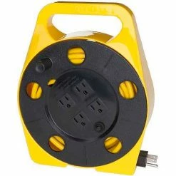 NightStick Bayco® Quad Plug Cord Reel SL-755, 16/3 GA, 25'L Cord, Yellow -Cord Reels Shop BYP SL 755