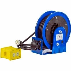Coxreels PC10-3012-B Compact Efficient Heavy Duty Power Cord Reel w A Quad 4 Plug Industrial 12Ga