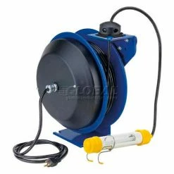 Coxreels PC13-5016-C Power Cord Spring Rewind Reel: Fluor. Tube Light, 50' Cord, 16 AWG