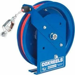 Coxreels SD-100-1 Spring Rewind Static Discharge Cable Reel, 100' Stainless Steel Cable, w/50A Clamp