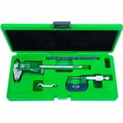 INSIZE 5003-1E 3-Piece Digital Caliper, Micrometer & Steel Rule Measuring Set