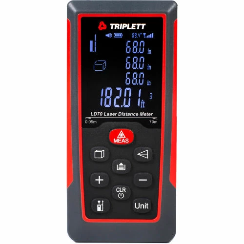 Tripplet Triplett Laser Distance Meter, 2 in to 230 ft, 2 AAA 3 Tripplet Triplett Laser Distance Meter, 2 in to 230 ft, 2 AAA