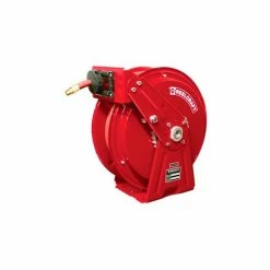 Reelcraft Heavy-Duty Spring Retractable Compact Dual Pedestal Hose Reel, 3/8"x50' 300 PSI
