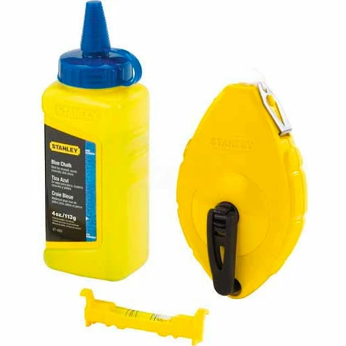 Stanley 47-442 Chalk Line Reel With 4 Oz. Blue Chalk & Plastic Line Level 3 Stanley 47-442 Chalk Line Reel With 4 Oz. Blue Chalk & Plastic Line Level